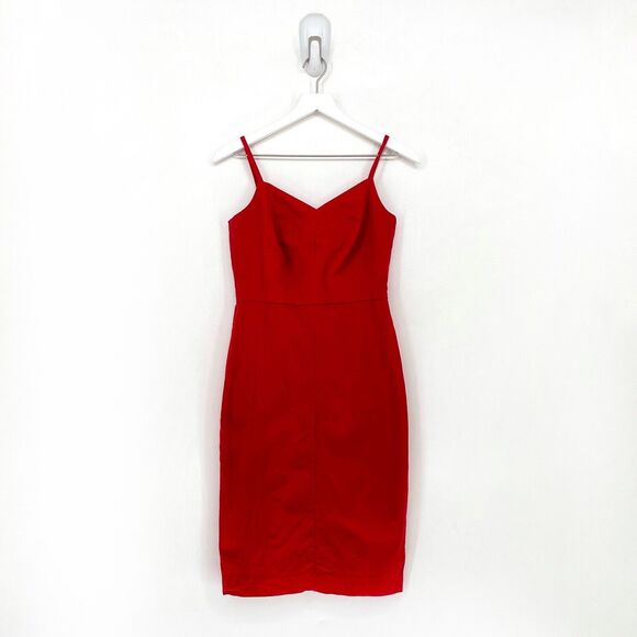 BANANA REPUBLIC Women 4 Dress Red Stretch Cami Sheath Cocktail Sleeveless NEW - Picture 2 of 8